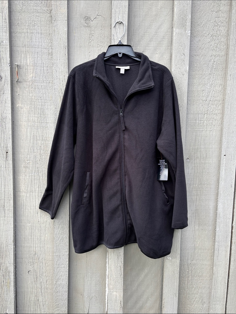 Woman Within Black Lightweight Full-Zip Jacket